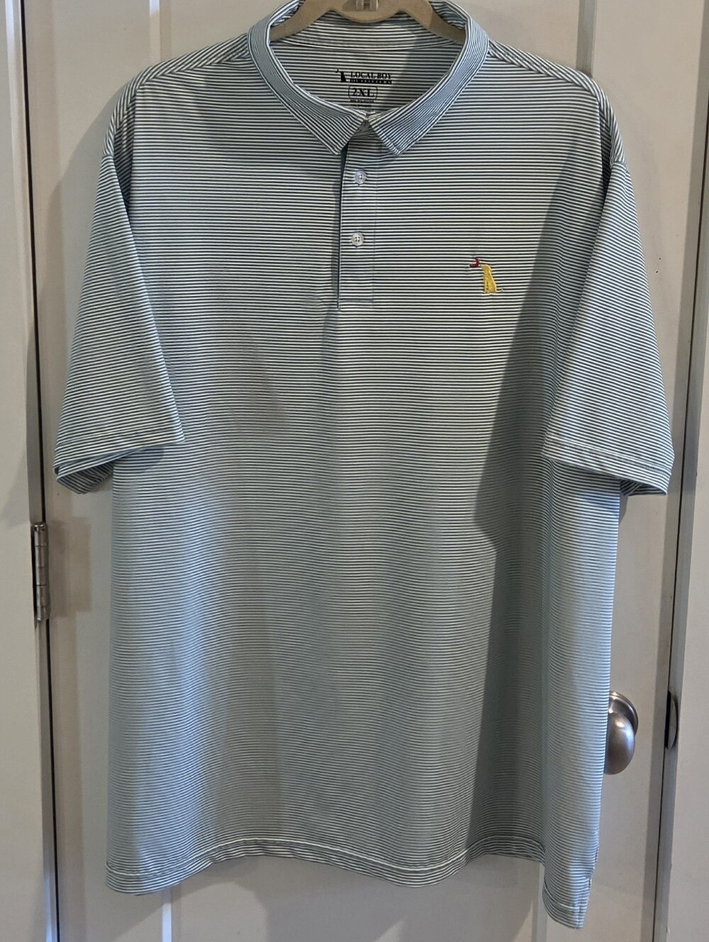 Local Boy Outfitters Striped Performance Polo Shirt Size XXL - Green & White